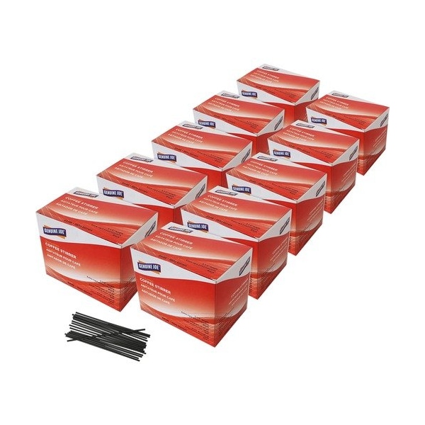 Genuine Joe Genuine Joe Stirrer, Single Tube, Unwrapped, 5-1/2inL, Black, 10PK GJO03196CT - main